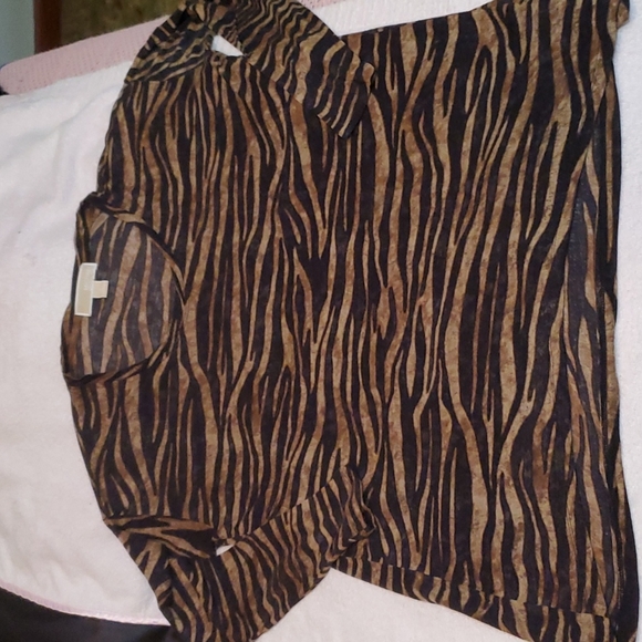 MICHAEL KORS Women's Brown/Black Zebra Print Long Sleeve Tunic Top-EUC-Sz S - Picture 7 of 13